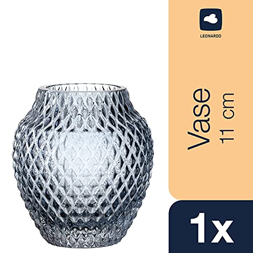 Leonardo Poesia, vaas van glas, blauw, elegante, moderne decoratieve vaas met gestructureerd oppervlak, unicaat, hoogte: 11 cm, 018668, 1 stuk - Afbeelding 3