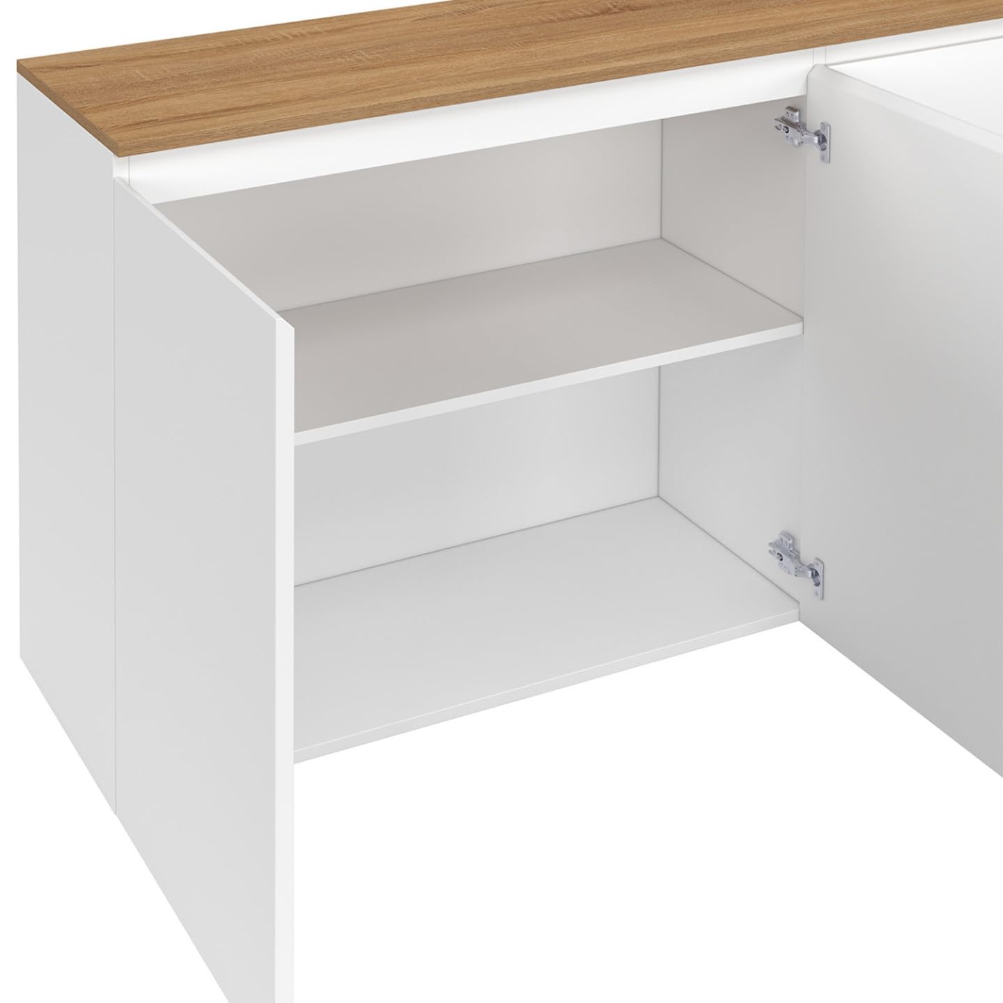 IDMarket - Aparador de 160 cm Toby 4 puertas blanco y bandeja madera
