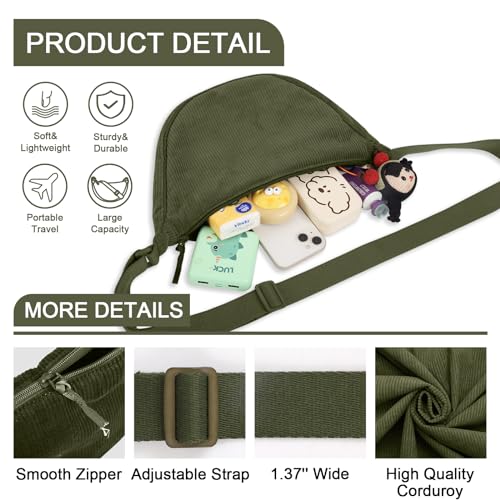 Image of Nylon Crescent Crossbody Bag for Women Purses Trendy Men,Small Travel Sling Bag Hobo