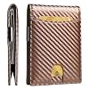 Slim Bifold Wallet for man with Money Clip - RFID Blocking, Multiple Credit Card Pockets - Sleek and Versatile Design - Genuine Leather - Ideal for Cash and Cards (Carbon FIber Brown - Brown)