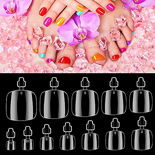 Clear Soft Gel Toenail Tips, Melous 600Pcs Full Cover Nail Tips Gel X Nail Tips Clear False Fake Nails #TOP5