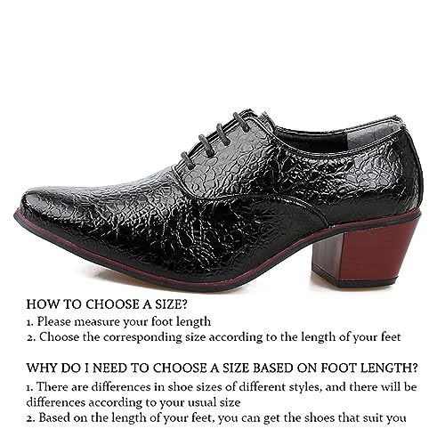 JiuQing Men's High Heel Oxfords Pointy Business Lace-Ups Chunky Heel Dress Dance Shoes2