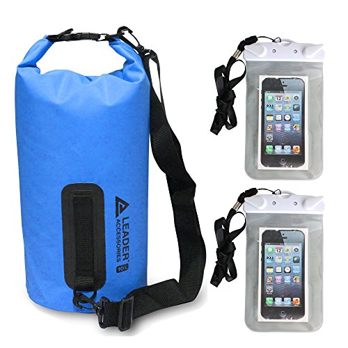 Leader Accessories Heavy Duty Vinyl Waterproof Dry Bag with 2 Waterproof Phone Case