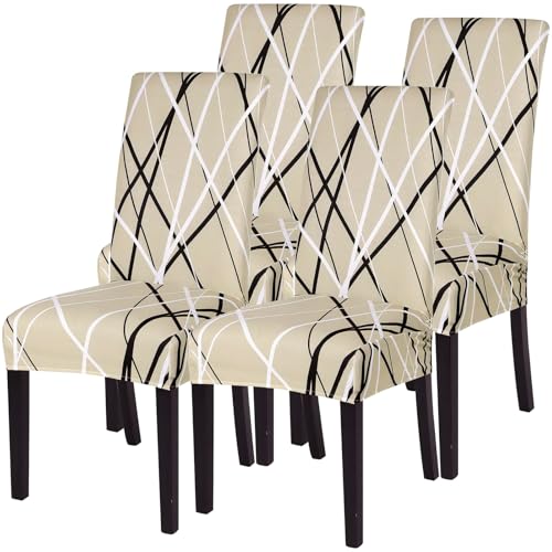 Image of SearchI Dining Room Chair Covers Slipcovers Set of 4, Spandex Super Fit Stretch Removable Washable Kitchen Parsons Chair Covers Protector for Dining Room,Hotel,Ceremony(Flower Pattern6)