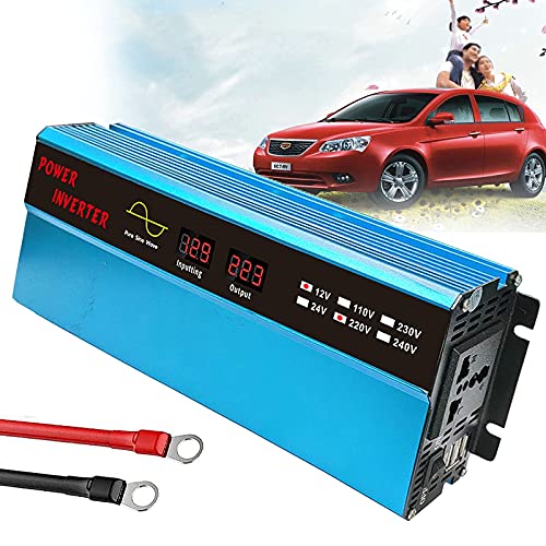 1000W Power Inverter DC 12V/24V to AC 110V 220V with Universal socket LCD display Voltage Converter with Cigarette Lighter in Car-Peak Power 2000 Watt,for Truck RV and Emergency,12Vto110V-10
