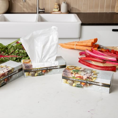 Image of BOS Odor-Sealing Kitchen, Home & Food Small Trash Bags for Waste- Disposable Bags - Scent & Smell Free [Size S, Color White] (90 count, Pack of 2) (180 Bags)★Brand-new packaging!