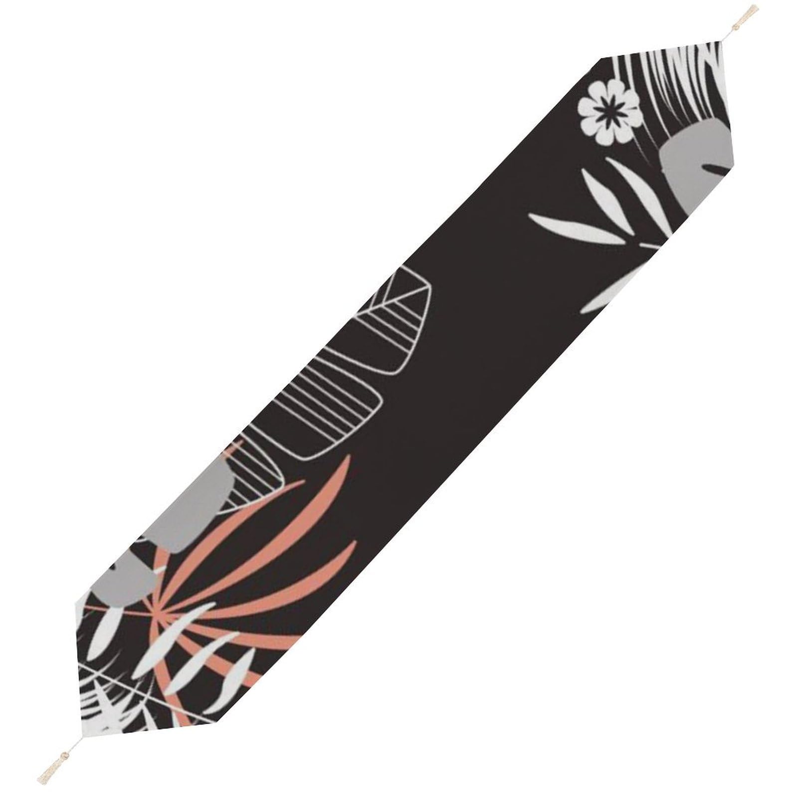 JZemdybill 178*33cm Table Runner with Tassel, Hawaii Leaves Table Runner, Table Decoration for Kitchen, Party, Restaurant