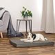 lionto Hundematte orthopädisch mit Memory-Schaumstoff, gelenkschonendes Hundekissen aus pflegeleichtem Lederimitat, 80x55 cm, Gesteppte Liegematte mit abnehmbaren Bezug und Anti-Rutsch-Belag, grau