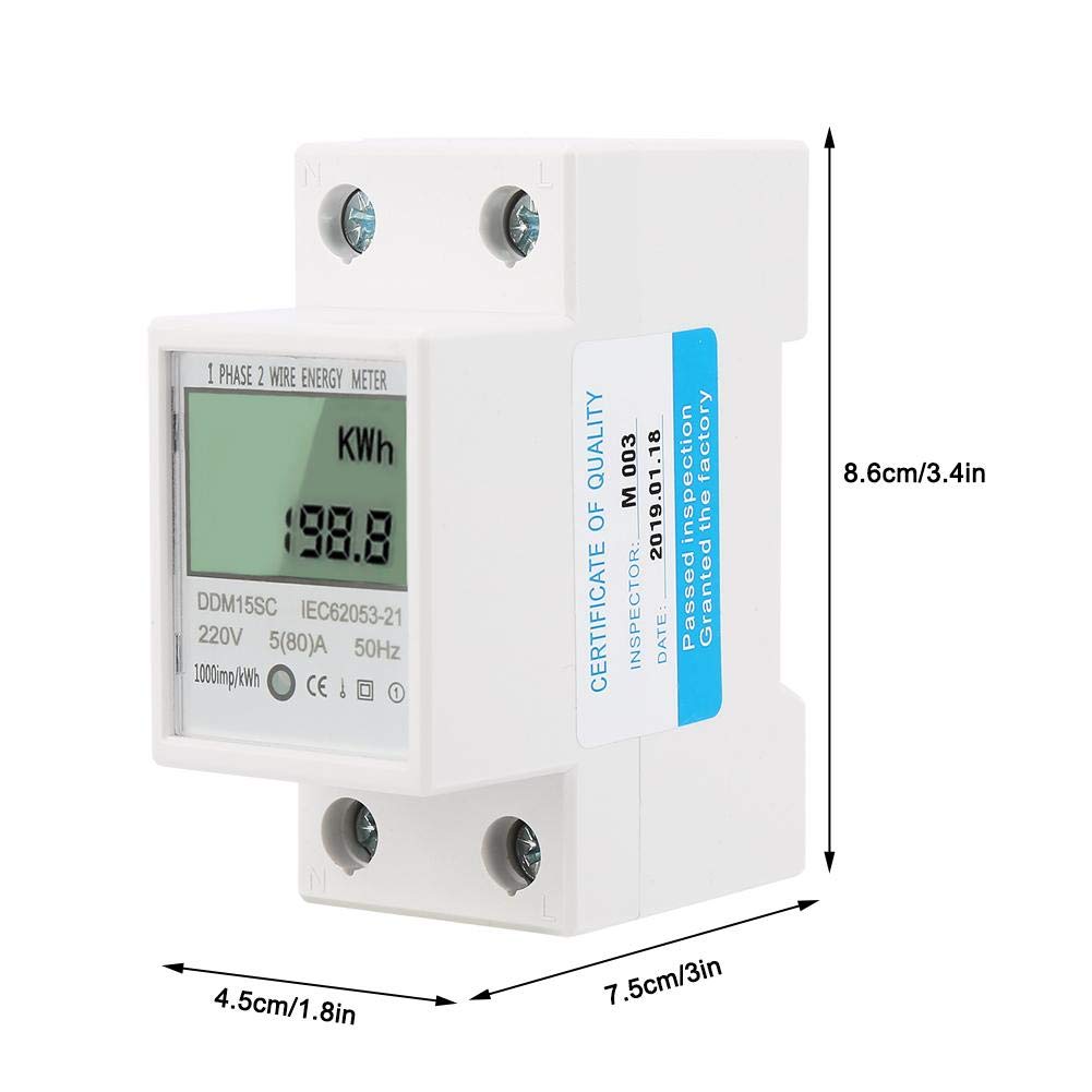 Walfront Energy Meter 5-80A DDM15SC Display Digitale LCD Monofase Din Rail Contatore Di Energia Elettronica KWh Meter Accuracy Analyzer
