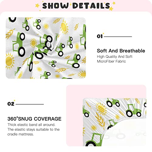 Image of Tractor Farm Crib Sheets Soft Breathable Fitted Baby Crib Sheets Mattress Cover for Girl Boys, 52 inch x 28 inch x 9 inch