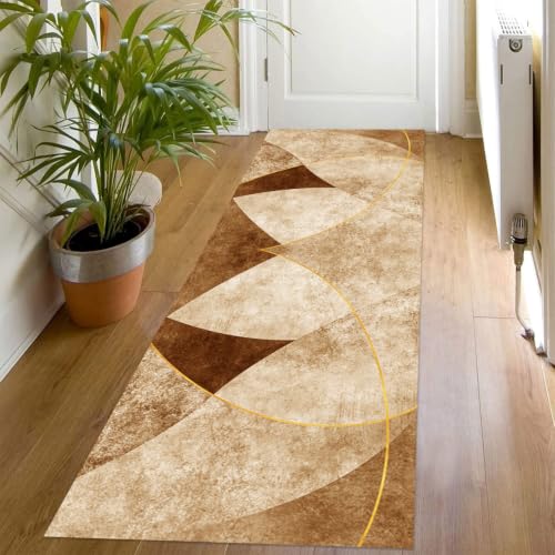 Tapis de cuisine devant évier long moderne et paillasson marron chic - 6