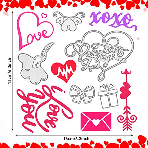 image for CHENGU 12 Pcs Valentine's Day Metal Die Cuts Embossing Stencil Templat