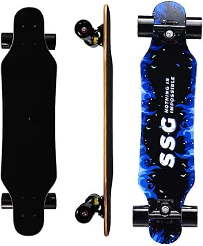 Mini Cruiser Longboard, 31 Inch Small Size Wide Wheel Skateboard, Beginner Stable & Easy-to-Control Skateboard, Suitable for Park & Street Riding, Unique Flame Pattern
