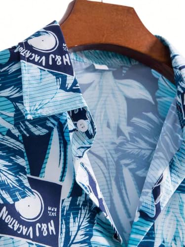 Image of Leriya Fashion Men's Tropical Hawaiian Button Down Shirt | Regular Fit Soft Rayon Short Sleeve Casual Beach Shirt with Floral Print|Summer Holiday Resort Outfit