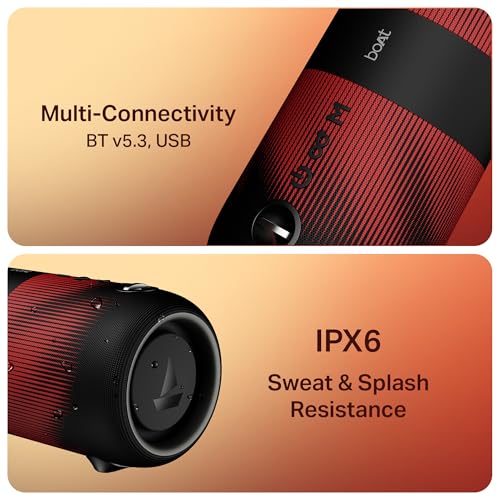 Image of Boat Stone 1200 Pro, 60W Boat Signature Sound, 76.2mm Drivers, TWS,7.5H Battery, Built-in Mic, Carry Strap,IPX6, Bluetooth Speaker, Wireless Speaker, Portable Speaker (Twilight Black)