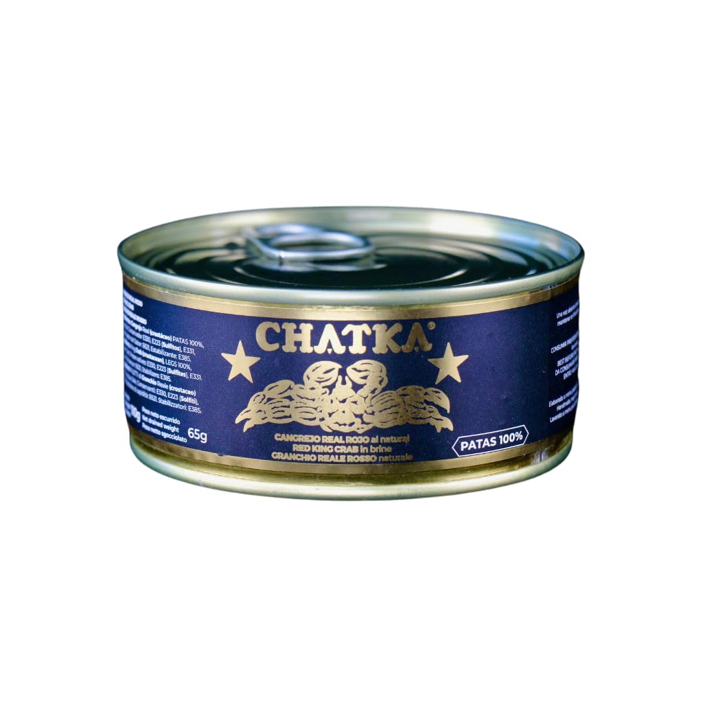 Chatka. Preserved in the traditional format with 100% red king crab legs, packaged in a jar to preserve the texture and qualities of the product. (65 gram)