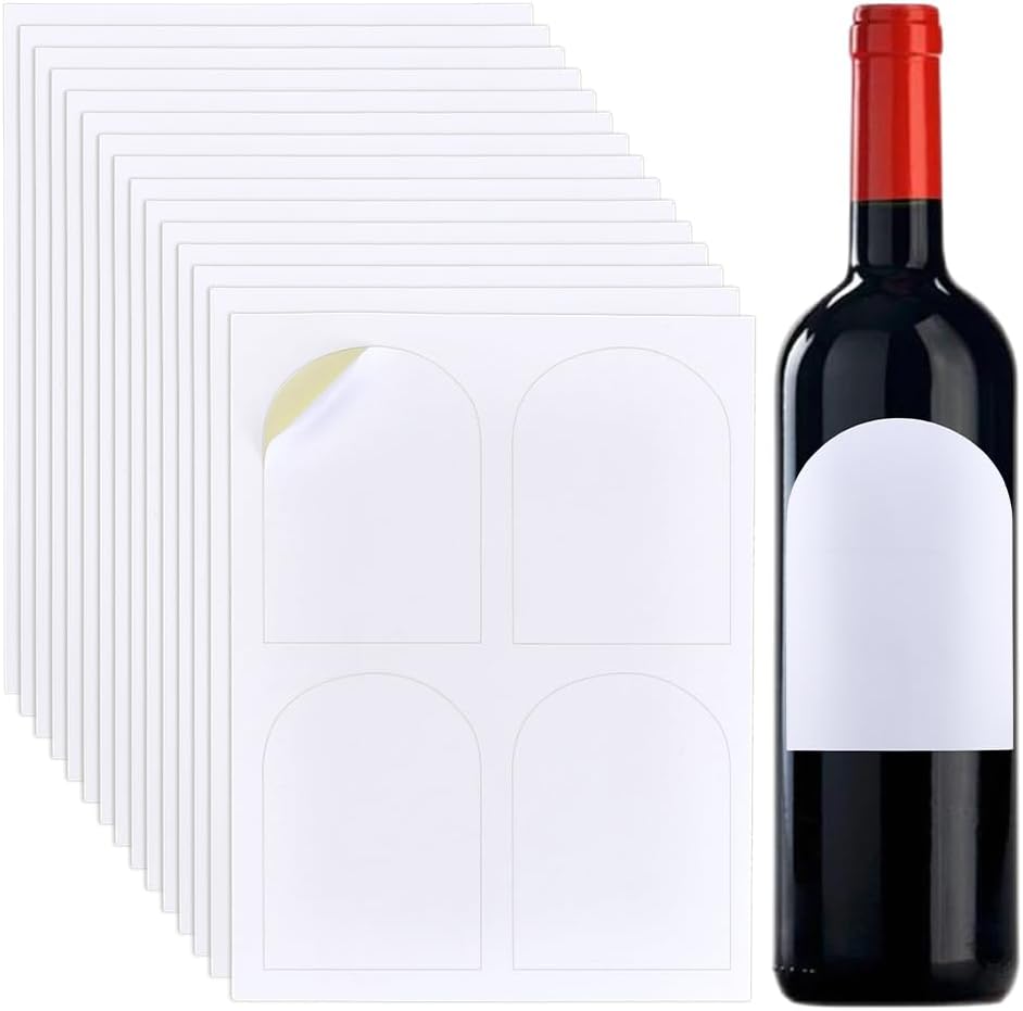 PH PandaHall 80pcs Arched Wine Bottle Labels Stickers Printable Glass Bottle Label for Lazer Printer Waterproof Label Blank Wine Labels for Chateau Home Wine Collection 4.7x3.5 Inch