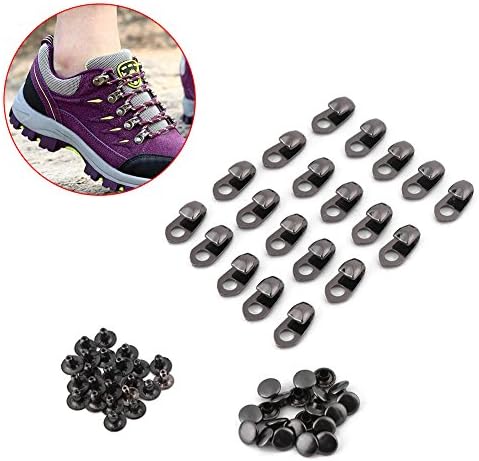 FTVOGUE 20pcs/set Boot Lace Hooks Shoes Boot Lace Buckles Fittings With Rivets for Repair/Camp/Hike/Climb Accessories