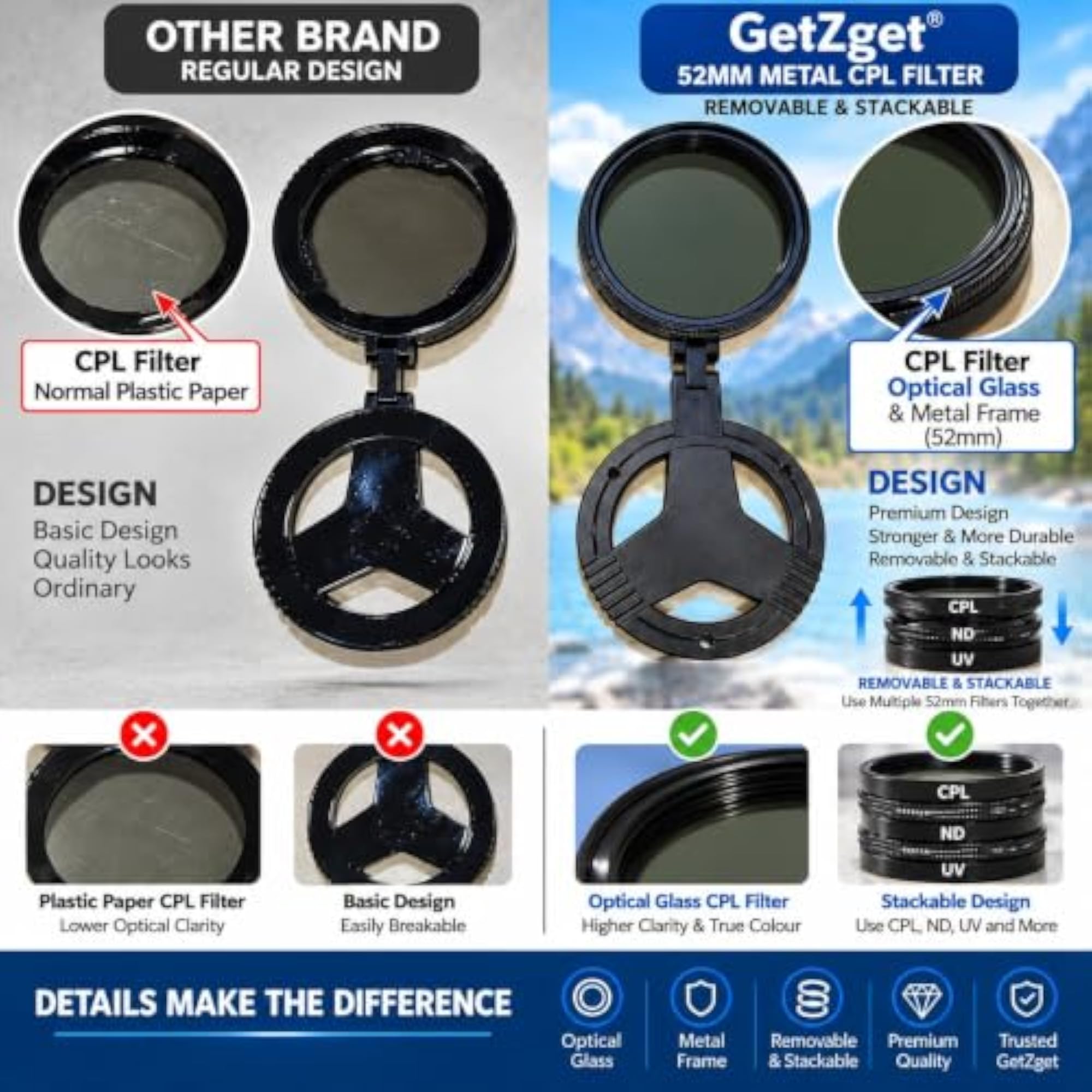 Magnetic 52mm Circular Polarized Lens Filter