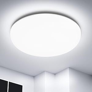 Plafon LED Techo, 36W 4500LM Lampara Techo, Plafones Para Techo LED Lámpara de Baño Impermeable IP54, Moderna Lamparas de Dormitorio Redonda Sin Marco de Estar Cocina Pasillo Sótano Oficina -6500K