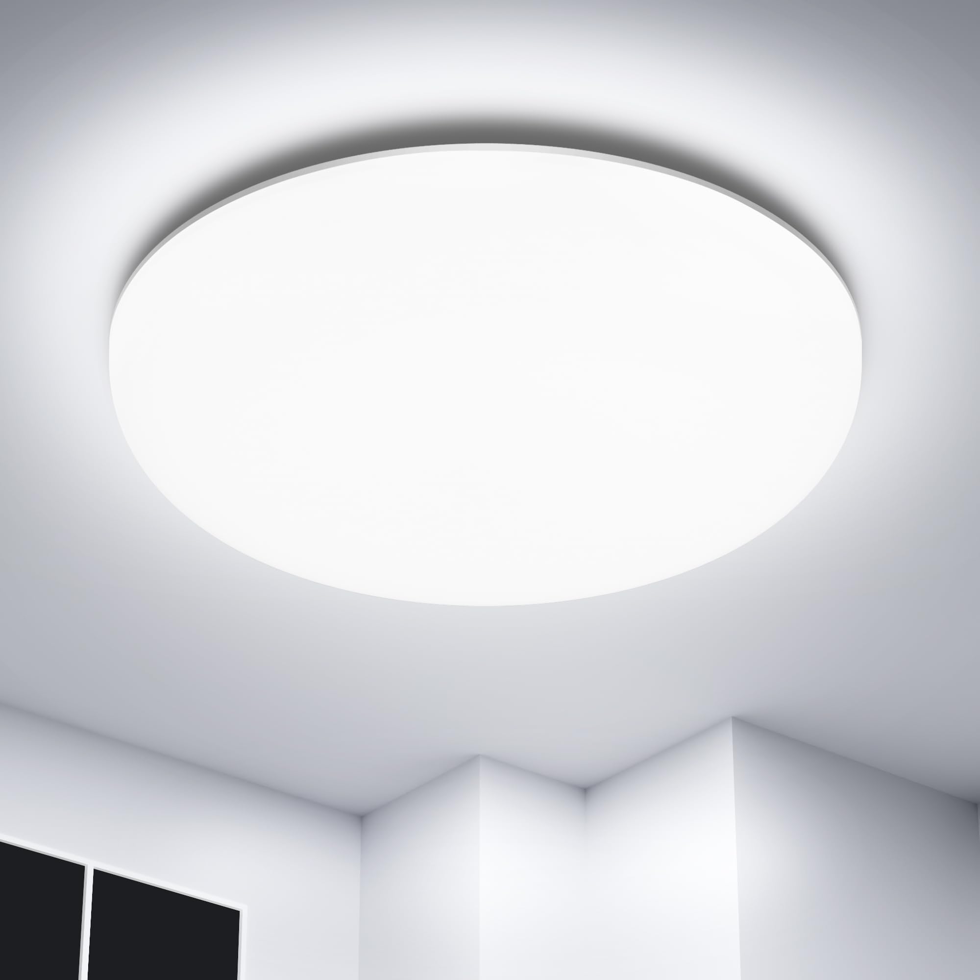 Swoieltr Deckenlampe LED Deckenleuchte, Lampe Decke 36W 4500LM IP54 Wasserfest, Badlampe Rund Flach Modern Deckenleuchten Superhelle Kaltlicht Rahmenlose Lampen für Wohnzimmer Küche Schlafzimmer-6500K