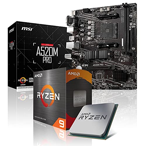 MemoryPC Kit di aggiornamento AMD Ryzen 9 5900X AM4 12x 3.7 GHz, A520M-A Pro, SATA3, 7.1 Sound, M.2 Sockel, GigabitLan, MultimediaKIT, completamente assemblato e testato, compreso l'aggiornamento del Bios.