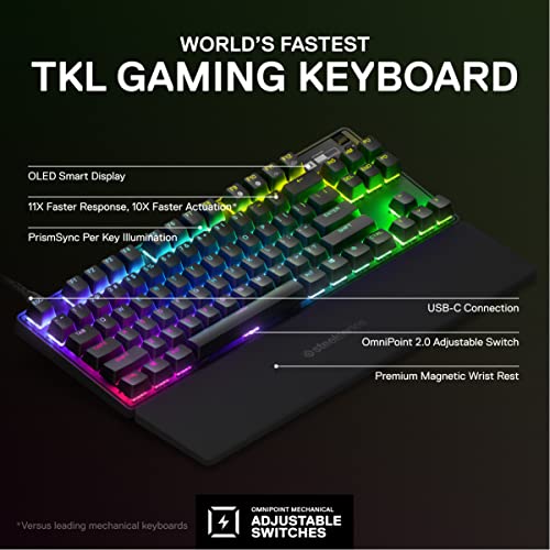 Steelseries 64856 Apex Pro Tkl 2023 Gaming Keyboard, Numeric Keypad, Wired, English Layout, Omnipoint Switch, Organic El Display, Us #TOP1