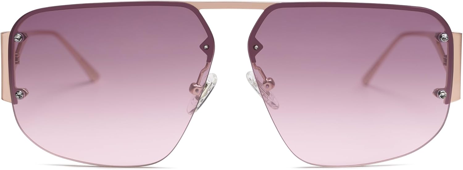 SOJOS Trendy Aviator Sunglasses Mens Womens Retro Metal Rimless Frame Shades Lentes De Sol Para Mujer SJ1192