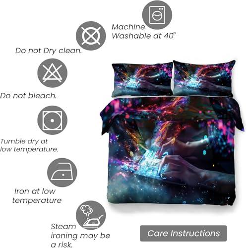 Housse de couette 240x260 science et technologie réversible microfibre parure lit