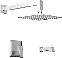 Vista 17 de Kit de molduras para bañera y ducha, juego de grifo de bañera y ducha con cabezal de ducha de un solo rociador y boquilla de bañera, kit de bañera