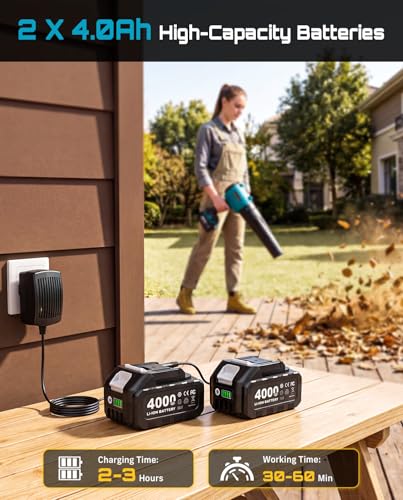 Image of Gutter Cleaning Tools Cordless Leaf Blower for Roof Gutters, 700CFM /200MPH | 3-Speed, 2x 4.0Ah Batteries, 8.9ft Telescopic Pole & 180 Swivel, Clean Gutters from Ground Safely, for Lawn, Patio, Snow