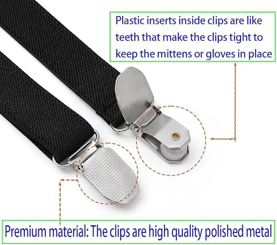 Winter Elastic Mitten Clip Stainless Steel Gloves Clips Elastic Hat Coat Clips for Infant Toddler Kids Baby Adults Dress Cinch String Sweater Cardigan Shawl Dress Attachment Straps3