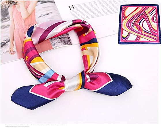 10PCS Women Girls Square Satin Scarves Fashion Printed Neckerchief Necktie Shawl Headscarves Hairband Wristband (Color Random)3