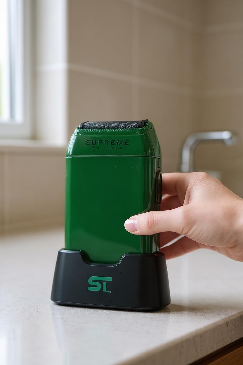 Supreme Trimmer Crunch STF602 - Rasoio a doppia lamina impermeabile da uomo, durata 150 minuti, rasoio elettrico senza fili e con filo per bagnato/asciutto, fogli ipoallergenici per viso, testa e