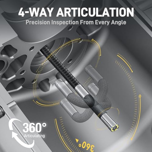 Image of Teslong 4-Way 6.5mm Articulating Borescope for Automotive Mechanics | 5 inch IPS Screen Endoscope, 5FT Cable, 2.0MP HD, 210 Articulation, 6 LED Lights, 32GB, IP67 Waterproof, Carrying Case