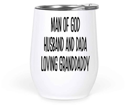 Novelty Gift Gift for Man Of God - Husband, Dada, Granddaddy Family & Christians Believers Prayers - 12 Oz White Stainless Steel Wine Tumbler disponible en Yaxa Venezuela