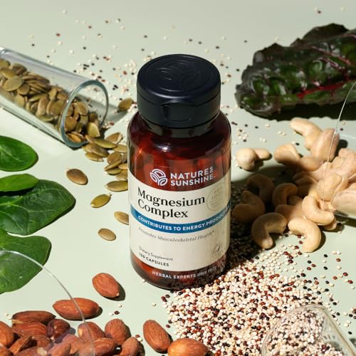 Image of Nature's Sunshine Magnesium Complex - High Potency Magnesium Supplement with Citrate & Malate for Relaxation, Optimal Absorption, Muscle Function, Energy Production - 50 Servings (100 Capsules)