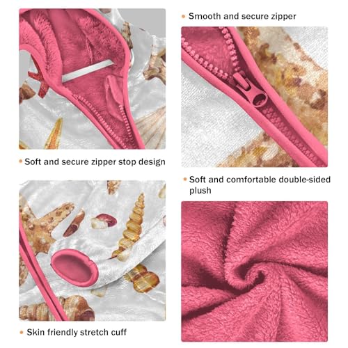 OTVEE Seashells Starfish Kids Hoodie Jacket Fall Spring Full Zip Warm Outwear Coat3