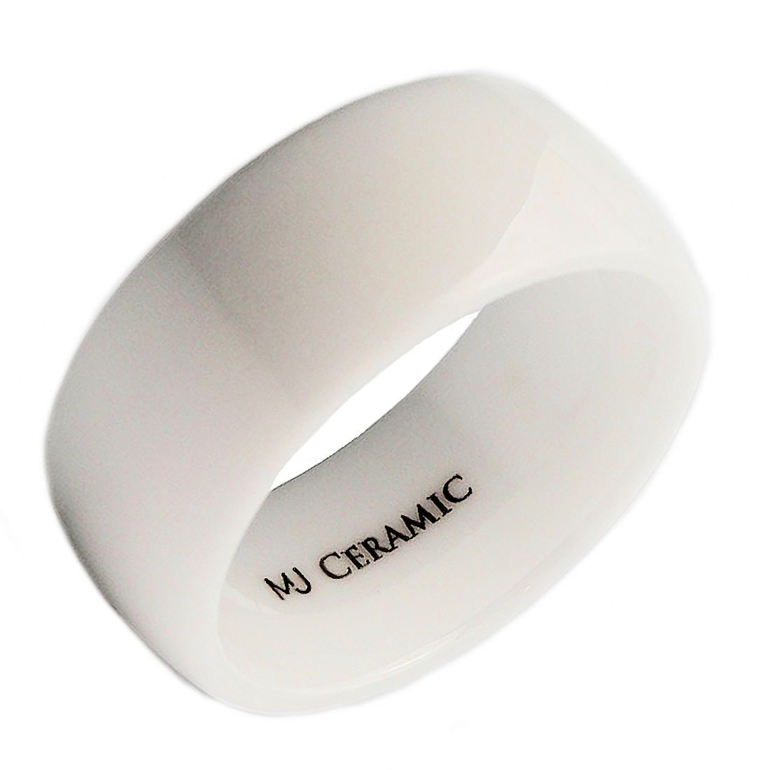 MJ Metals Jewelry Ceramic Wedding Band Classic High Polished Ring Varying Colors and Widths to Choose From