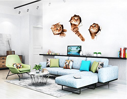 Light Up In The Dark 3D Wall Decals Stickers Vivid Decors Murals (Cat) For Room Home Removable Wall Art Decals Wall For Kids Rooms Diy Home Decoration (Cat) #TOP3