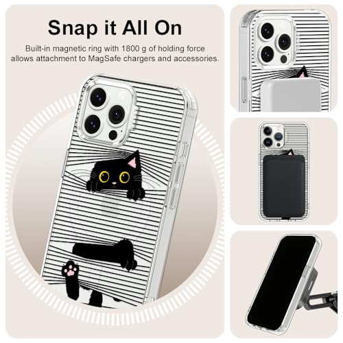 MOSNOVO Case for iPhone 13 Pro Max, [Compatible with Magsafe] [Buffertech 6.6ft Military-Grade Drop Protection] [Anti Peel Off Tech] Clear Phone Case Design - Hidden Black Cat by MOSNOVO - Used condition - Image 6
