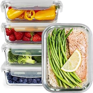 GOOD FOR YOU - Boîtes-repas en verre [lot de 5] - récipients avec fermeture à clic - conteneurs de nourriture étanches - boîtes de repas pour contrôler les portions de nourriture