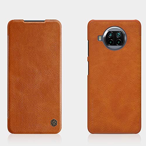 Nillkin Case for Xiaomi Mi 10i (6.67″ Inch) Qin Genuine Classic Leather Flip Folio + Card Slot Brown Color