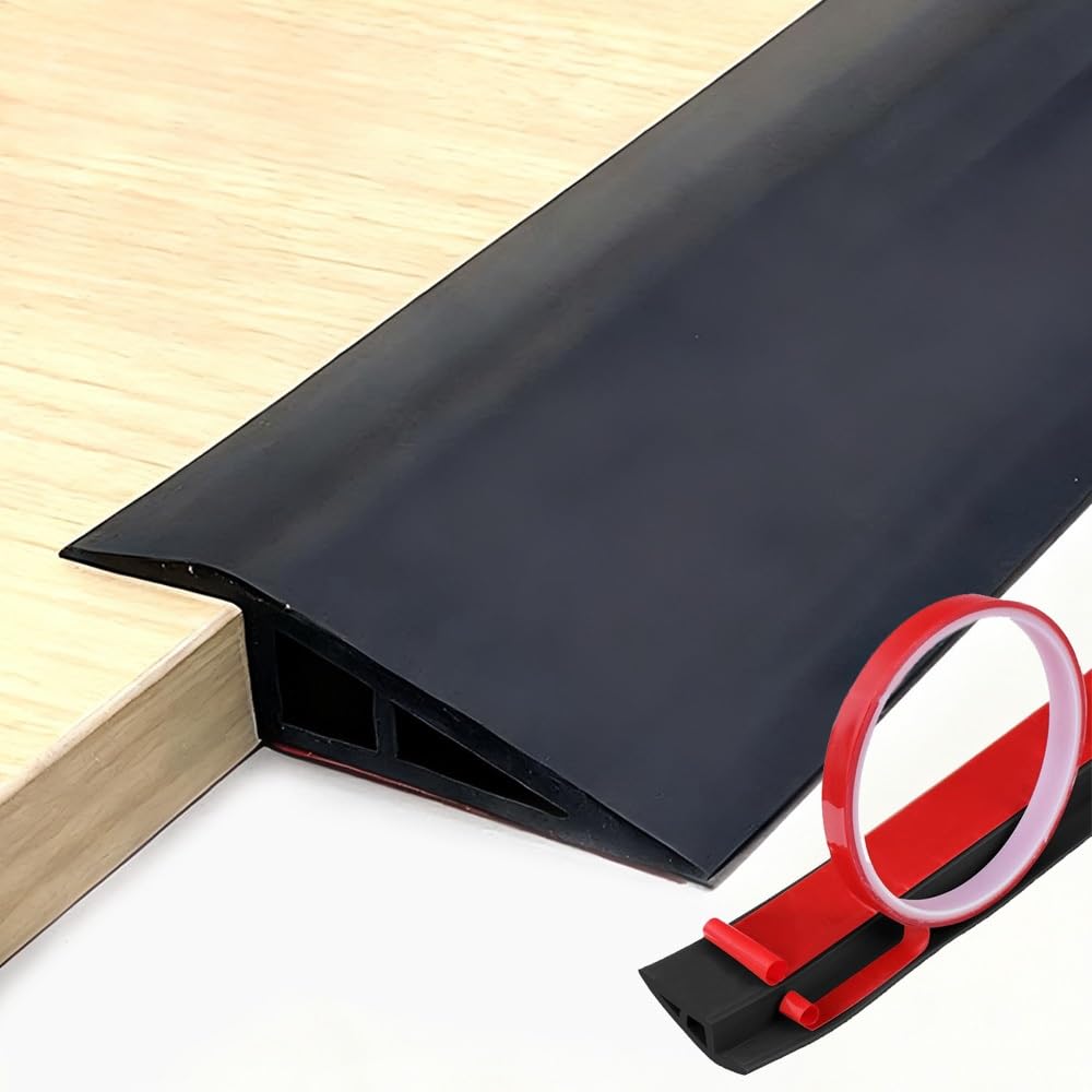 Samoprzylepny profil przejściowy do podłóg, listwa progowa drzwi z PCW, do regulacji wysokości, idealna do podłóg laminowanych i parkietowych (czarna wys. 20 mm/12,7 cm)