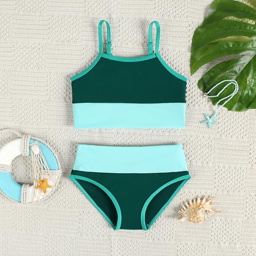 Image of Little Girl Swimsuit Casual Swimwear Kids Two Piece Color Block Bathing Suits Beach Bikini Set 3-12Years