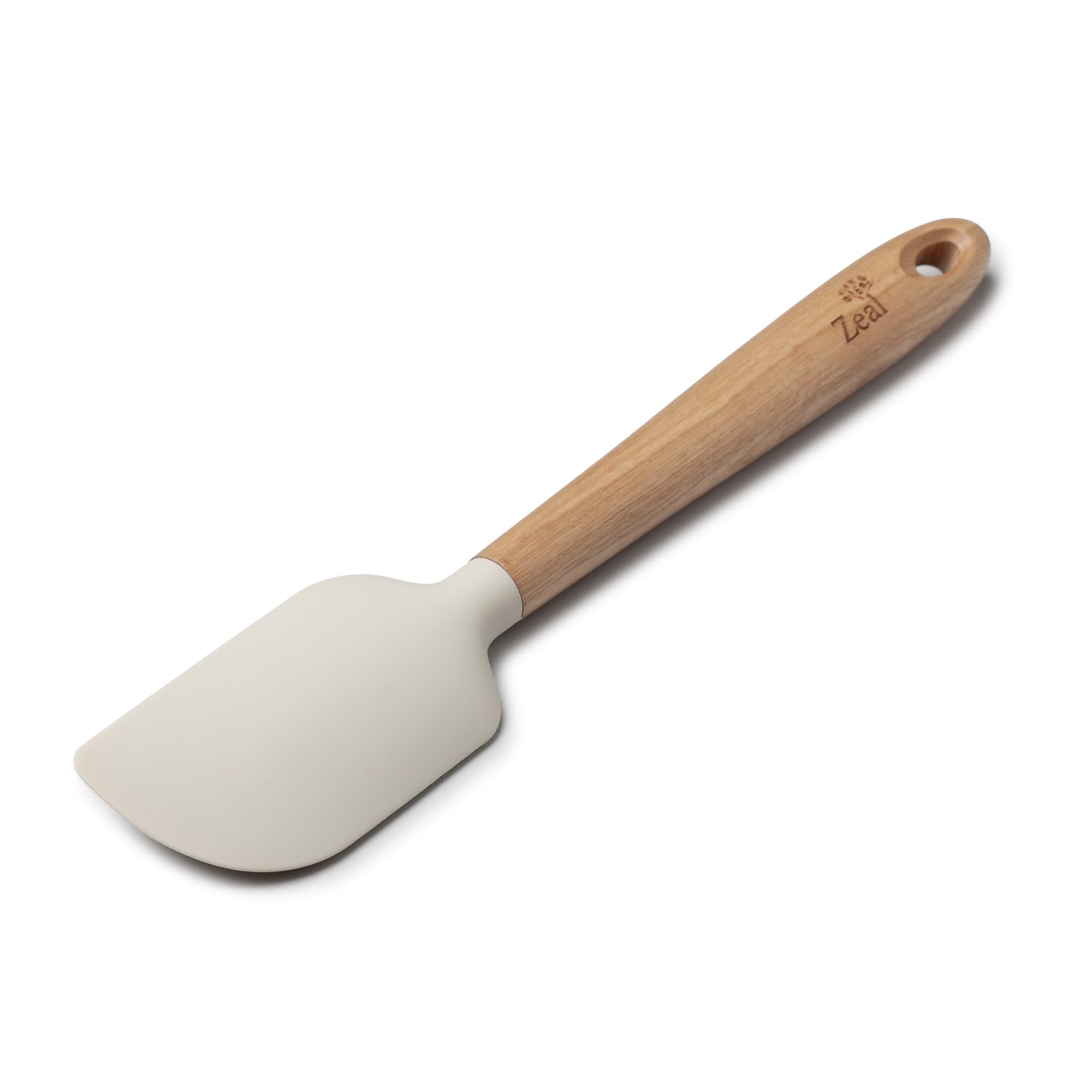 Zeal Silicone Spatula with Ash Wooden Handle – 25cm Non-Scratch, Heat-Resistant Cooking & Baking Spatula for Mixing, Scraping & Folding (Cream)