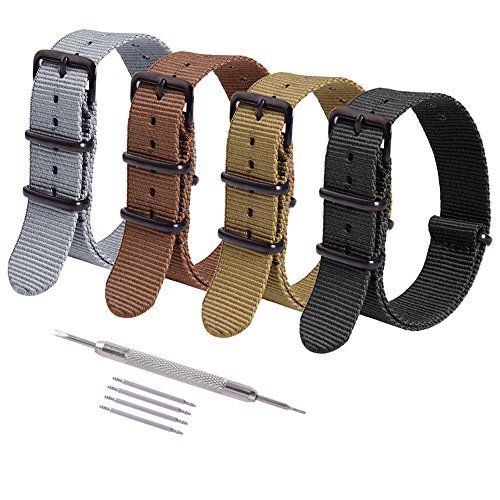 Ritche 4PC 20mm NATO Strap Nylon Watch Band Compatible with Timex Weekender Watch