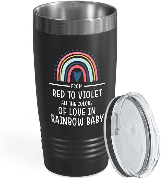Rainbow Baby Black Edition Ringneck Tumbler 20oz - Colors of Love Baby Rainbow - Baby Shower Gift Announcement For Mom Wife Pregnancy Promoted Congratulations Newborn From Husband Friend