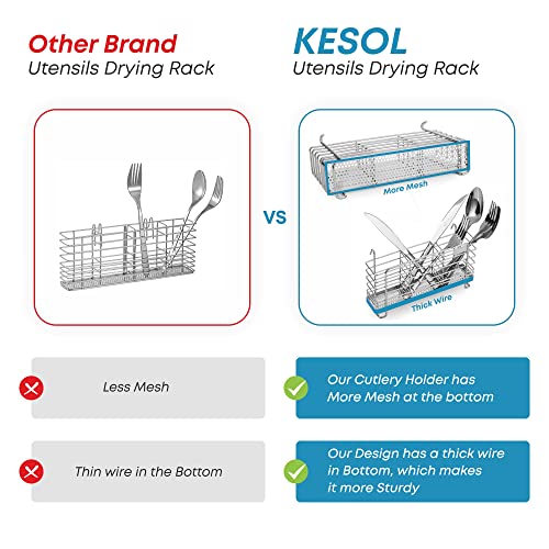 Kesol KES-KZT018NUS Sturdy 304 Stainless Steel Utensil Drying Rack Basket Holder thumb #3
