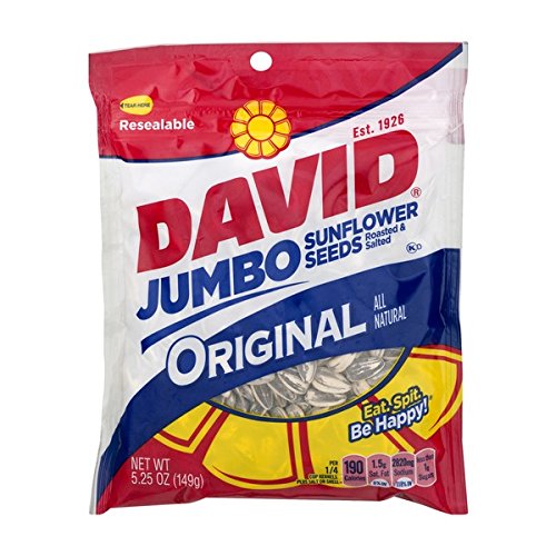 Producto de David semillas de girasol Jumbo negro original conteo 12 525 oz  semillas de girasolGrab variedades y sabores